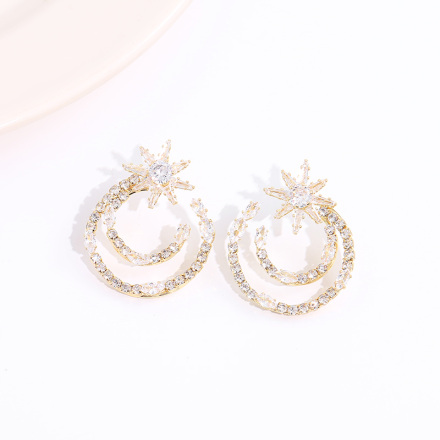Stylish Zircon Moon Star Earrings