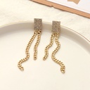 Square Rhinestone Chain Tassel Earrings