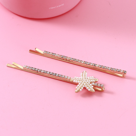 Rhinestone Starfish Hair Pin Set