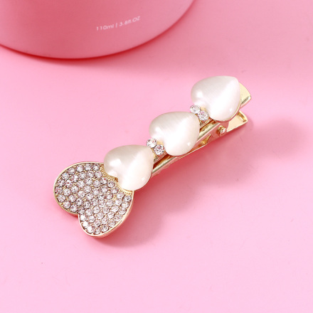 Stylish Artificial Pearl Heart Coloured Glaze Hair Pin