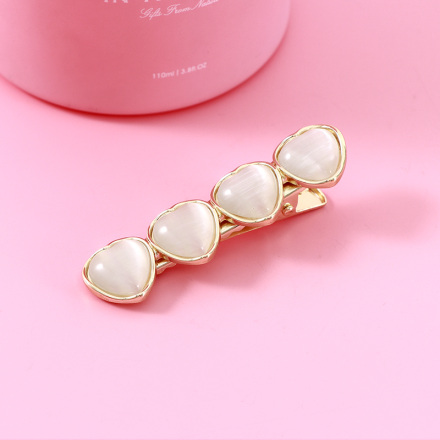 Elegant Cat's-eye Gem Heart-shape Hair Pin