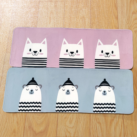 Flannel Long Stripes Bunny Series Floor Mat