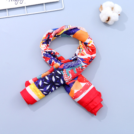 Bright Flowers Pattern Square Scarves(Red)