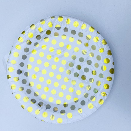 Golden Polka Dot Round Paper Plate(7 Inches)(10 Count)