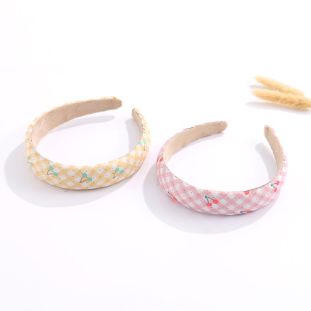 Sweet Cherry Checks Sponge Hair Band