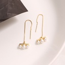 Simple Straight Bar Artificial Pearl Thread Earrings