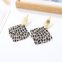 925 Silver Needle Checks Square Resin Earrings