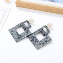 925 Silver Needle Marble Pattern Square Resin Earrings