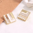 Elegant Shell Artificial Pearl Square Earrings