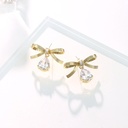 Simple Bow Zircon Earrings