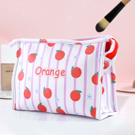 Fresh Orange Trapezoidal Cosmetic Bag