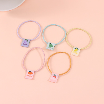 Simple Fabric Label Twist Hair Tie 5 Pieces