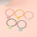 Simple Fabric Label Screw Thread Shaped Hair Tie 5 Pieces