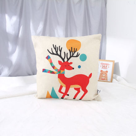 Cotton Linen Throw Pillow (Deer)