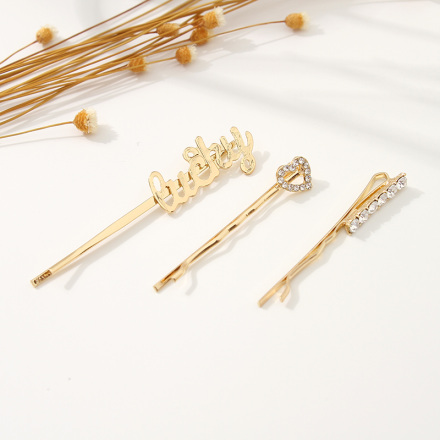 Rhinestone Heart Hairpins Set