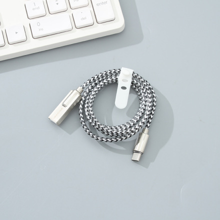1 Meter Aluminum Foil Braided Type-C Cable (Silver and Black)