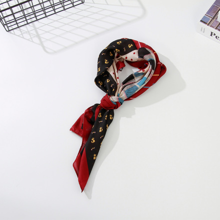 Small Kitten Square Scarf (Burgundy)