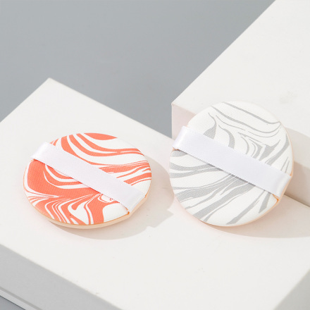 Dual Color Cushion Puffs (Salmon and Marble Patterns)