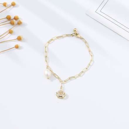 Pearl and Crown Bracelet