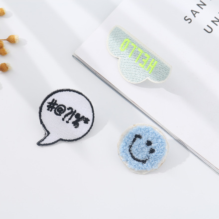 Cartoon Cloud and Smiley Face Emoticon Embroidery Badge