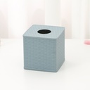 Plastic Rattan Square Tissue Box (Blue-Gray)