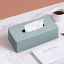 Plastic Rattan Rectangular Tissue Box (Blue-Gray)