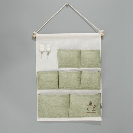 Simple Solid Color Series Hanging Storage with 7 Compartments (Green)