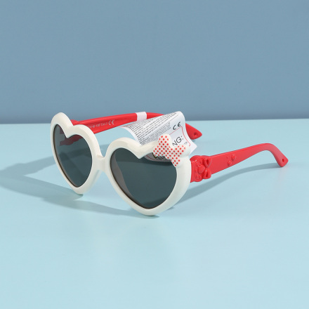 Loving-Heart Bowknot Flexible TPE Sunglasses for Kids (White) (5-12Y)