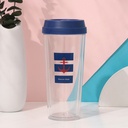 كوب قهوة بلاستيكي مزدوج الجدار مضاد للسقوط على الطراز البحري (أزرق) (520 مل / 17.5 أونصة.)