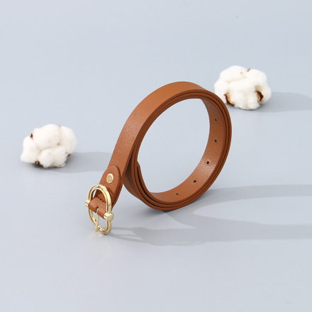 Women's Belt with Retro Hollowed-Out Metal Buckle (Brown)