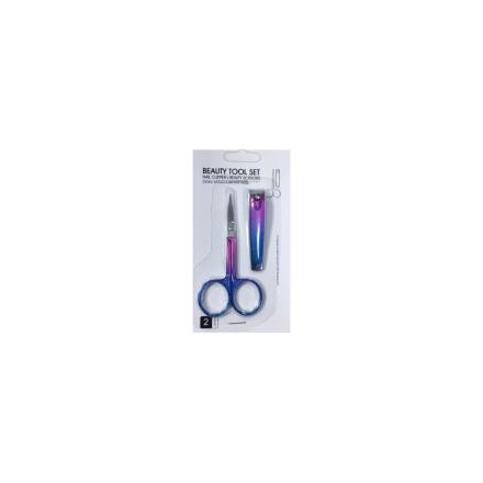 Beauty Tool Set (Nail Clipper+Beauty Scissors)(Gradient Color)