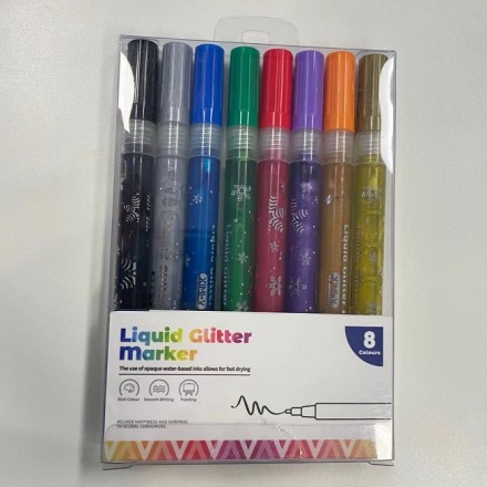 Liquid Glitter Marker (8 Colours/Box)