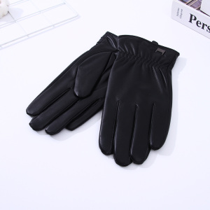 Simple Metal Buckle Leather Gloves For Men