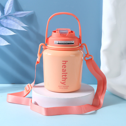 950ml/32.1fl.oz.  Trendy Strap Vacuum Flask (Pink) DY-BW789
