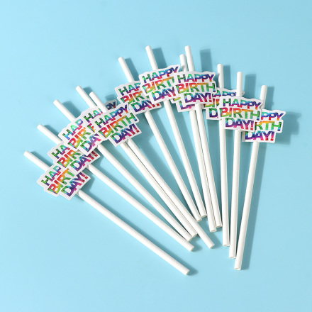 Colorful Letters Decoration Paper Straw(12 Count)