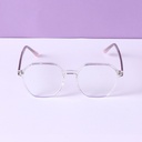 Light-Weight Square Round Frame Blue Light Blocking Glasses (Transparent Pink)