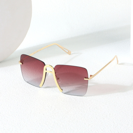 Popular Series Square Rimless Sunglasses (Gold Legs Tawny Lens)