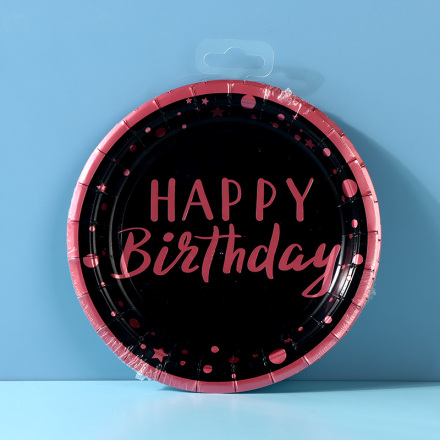 Pink Gold Birthday Circular Paper Plate - Small (6 PCS)