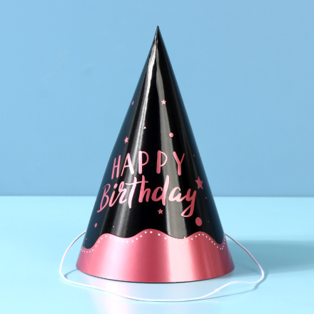 Pink Gold Birthday Hat (6 PCS) (16cm)