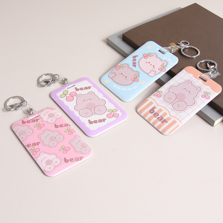 Cherry Bear Card Holder Keychain