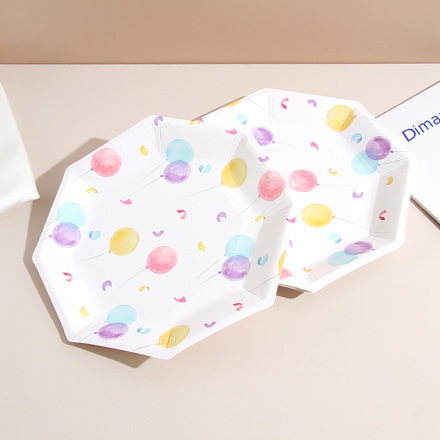 Colorful Balloons Octagonal Paper Plate (6 PCS)