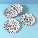 Colorful Birthday Letters Octangle Paper Plate(6 Count)