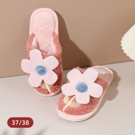 Cute Flower Cotton Slippers for Ladies 