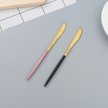 Gold-Plated Stainless Steel Table Knife (Black and Gold/Pink and Gold)