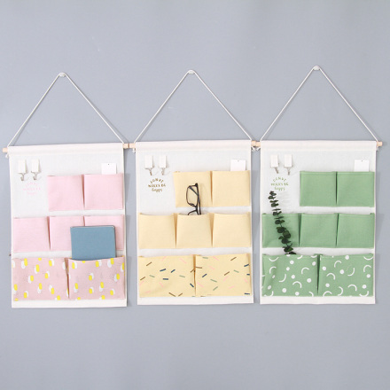 Fresh Life Geometric Over Door Hanging Storage Organizer with 7 Pockets and 2 Ho