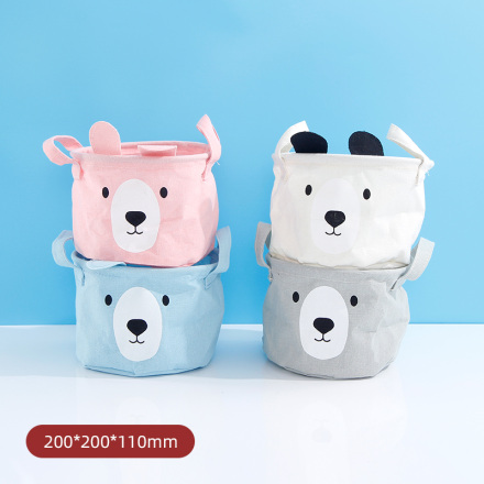 Ear Bear Series Small Barrel Shaped Fabric Storage Basket