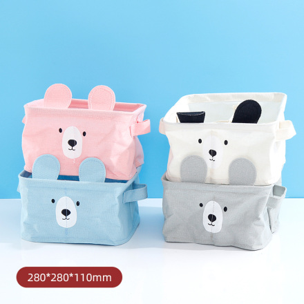 Ear Bear Series Square Fabric Storage Basket with 9 Compartments