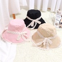 Lace Bowknot Wide Brim Hat