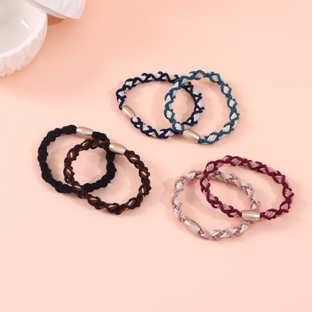 Simple Two Tone Braid Hair Tie 2 Pieces