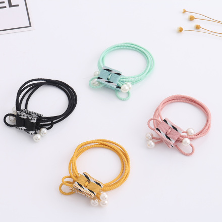 Artificial Pearls Bow Knot Rubber Band Set